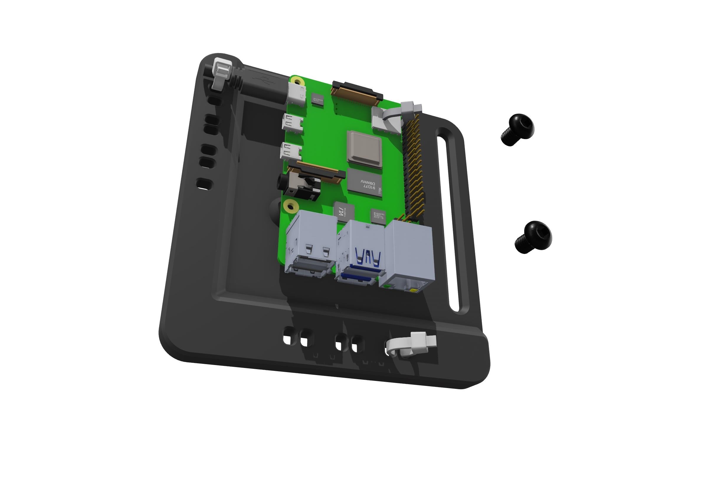 Raspberry Pi 4/5 Universal Mounting Plate Holder with Cable Tie Points | Wall or Surface Mount for Pi Board