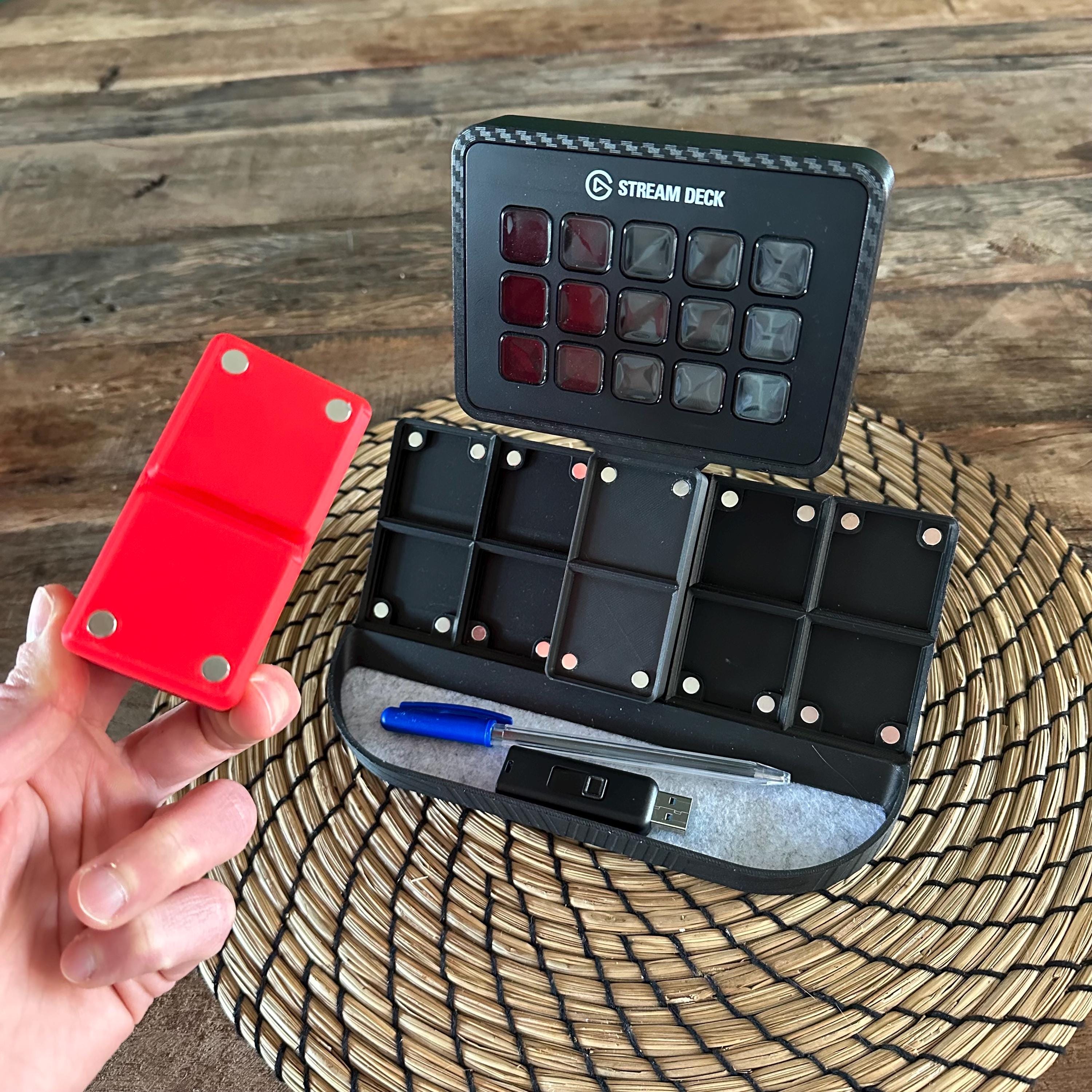 Gridfinity Magnetic Desk Organizer with Portable Buckets | Stream deck 15