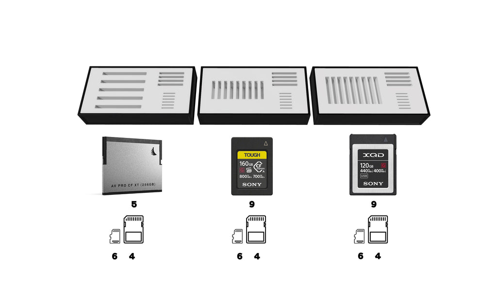 Memory card holder for filmmakers | XQD | CFast | CFexpress type A | SD and micro SD card
