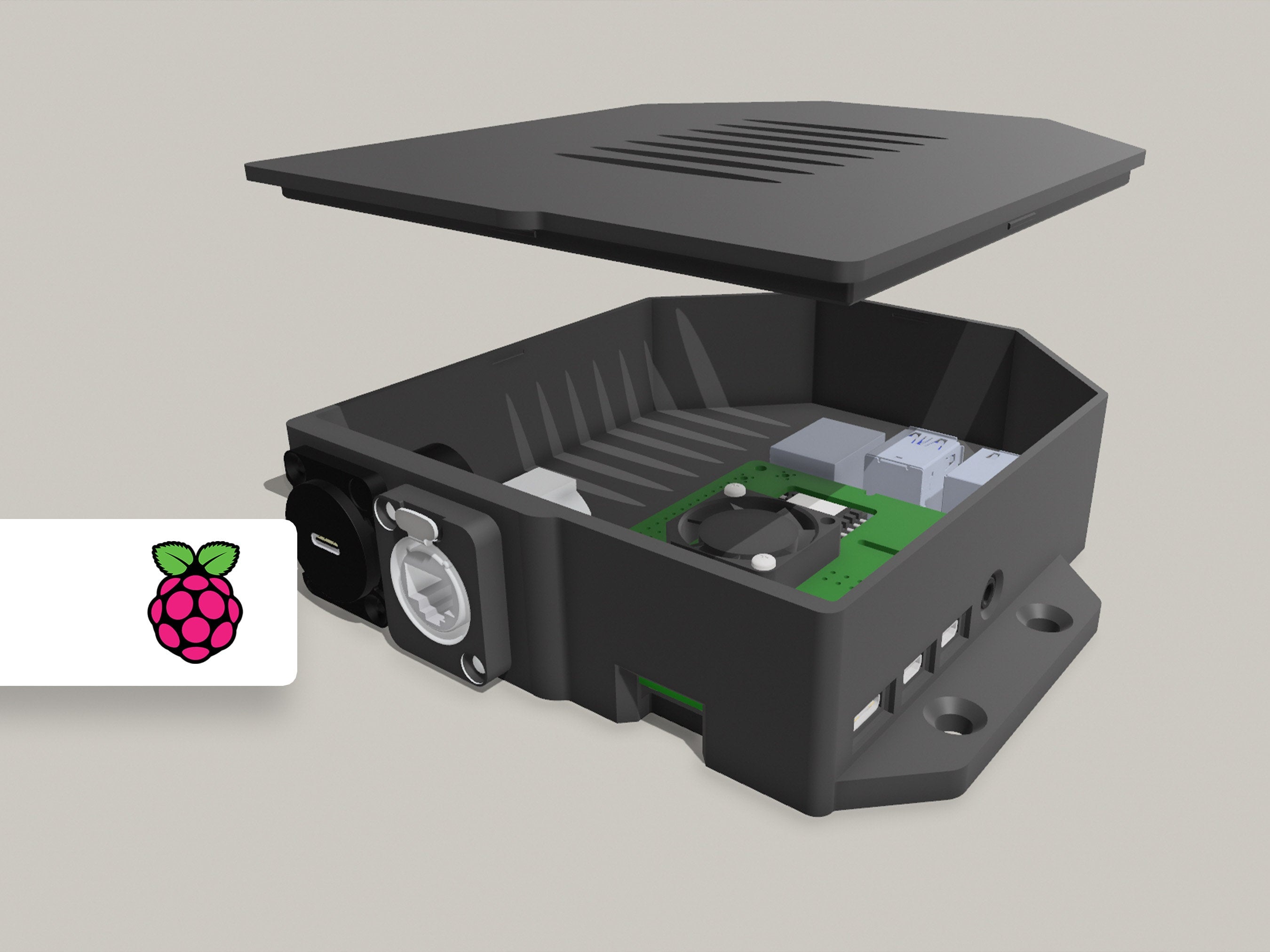 3D Print Files | Raspberry Pi 4 Surface Enclosure | Universal Fit and D-Size Connectors
