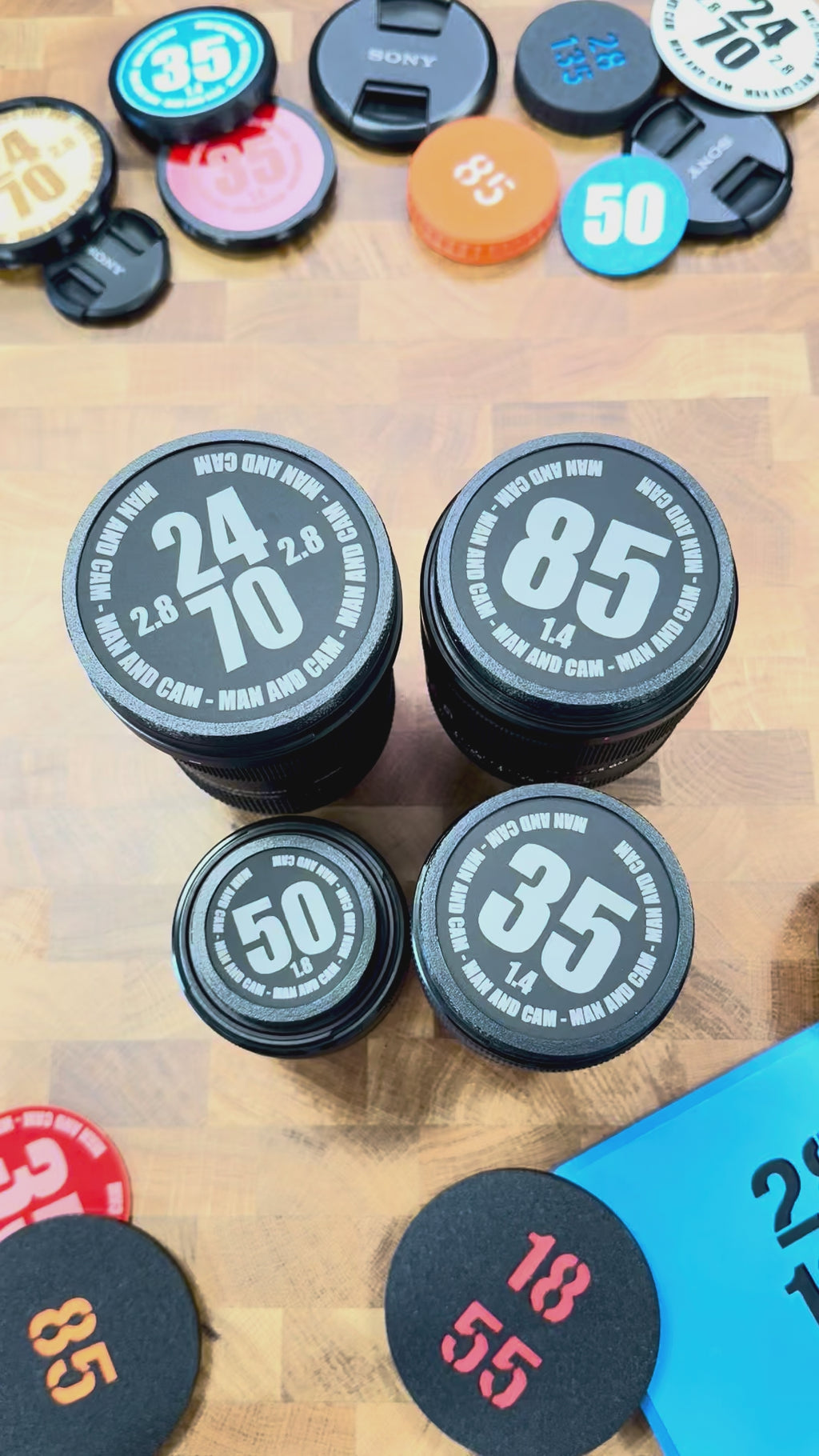 Front Lens Caps | Mat Black | Rubber | Every ø Available | Laser Engraving | Custom Tekst And QR Code